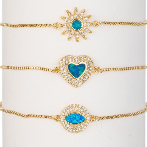 EYE CANDY Opal & CZ Adjustable Bracelet Set - Picture 4 of 4